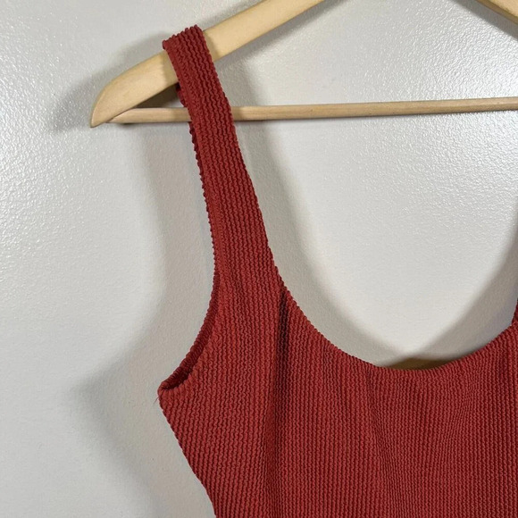 J.Crew Scrunchie Classic Scoopneck One Piece Swimsuit Size 10 Brown Red Vacation - Picture 7 of 14